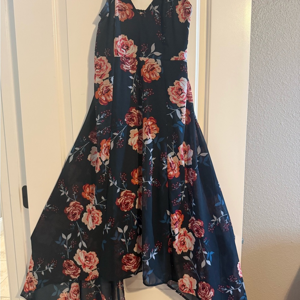 Japna Floral Dress - Navy and Pink